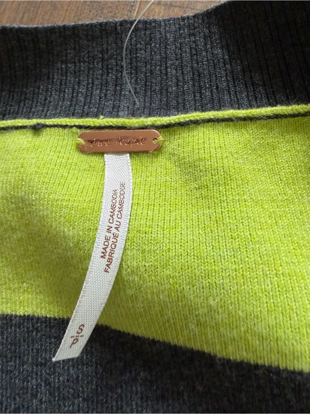 NWOT Free People A League of Her Own Striped Cardigan Carbon Lime Combo - small